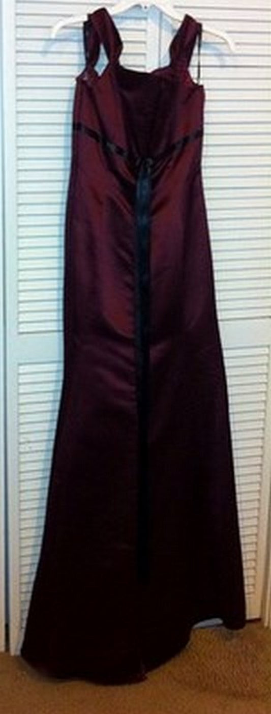 Watters & Watters Women Dress Satin Maroon I/2 -In Size 10