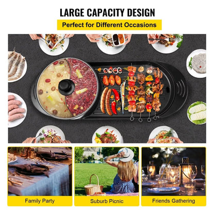 BENTISM 2 in 1 Electric BBQ Pan Grill  Pot Portable Smokeless Indoor  Pot image 2