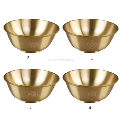 Altar Bowl Ritual Tarot Pentagram Golden Tableware Ceremony Moon Divination Ast image 1