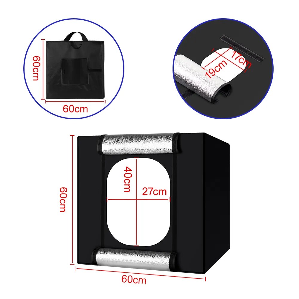 Yizhestudio 60cm Po Studio Box Led Lightroom Dimmable Folding Softbox Light image 5