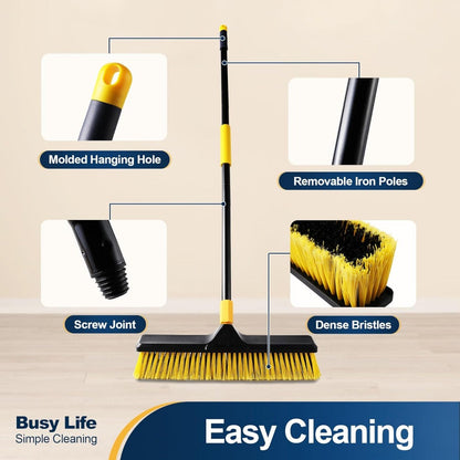 18 " push broom heavy-duty outdoor commercial broom brush stiff bristles for image 3