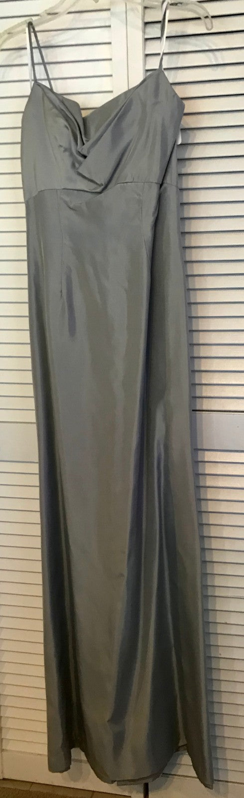 Watters & Watters Women Dress Taffeta Gray Sleeveless Full-Length Size