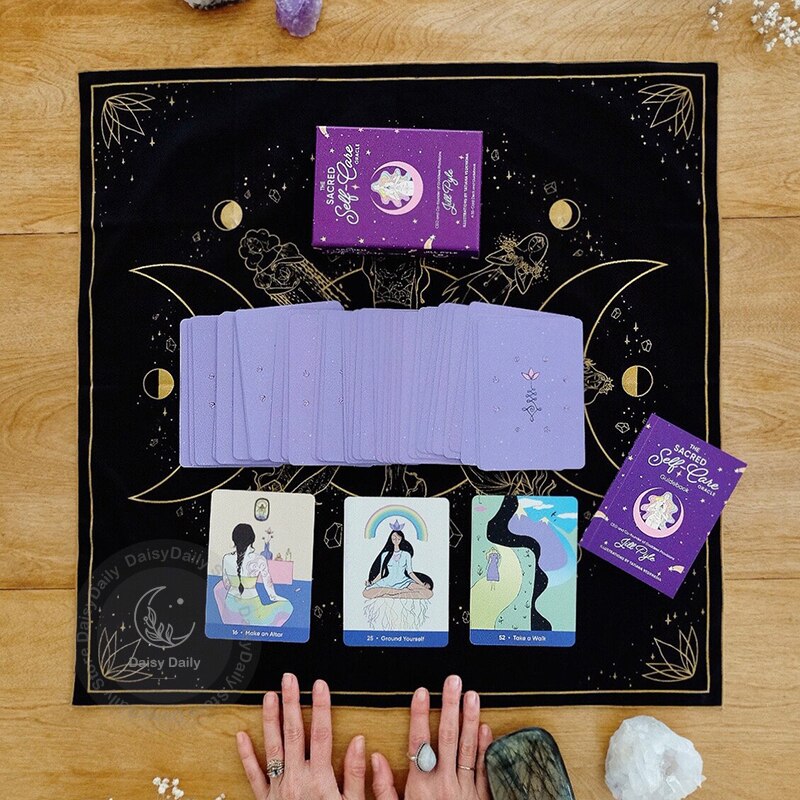 Black Gold Moon Phase Tarot Mat Oracle Mats Altar Cloths Tarot Altar Shrine Clo image 4