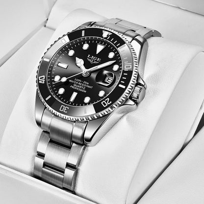 NEW Top LIGE Brand Casual Fashion Watches for Man Sport Military Full Steel Wri image 3