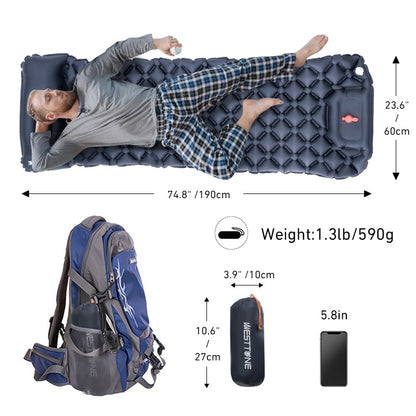 Outdoor Sleeping Pad Camping Inflatable Mattress Built-in Pump Ultralight Air C image 10