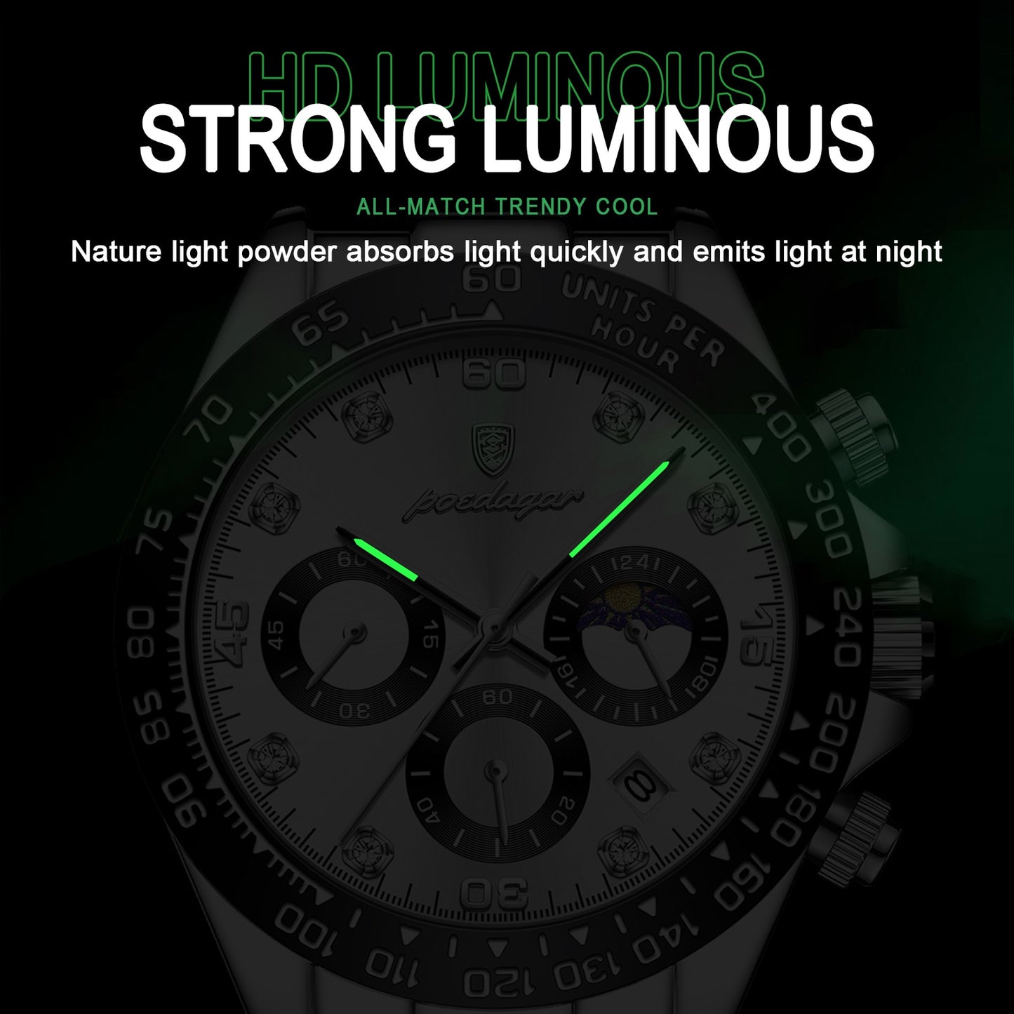 POEDAGAR Luxury Man Wristwatch Sports Chronograph Luminous Waterproof Date Men  image 8