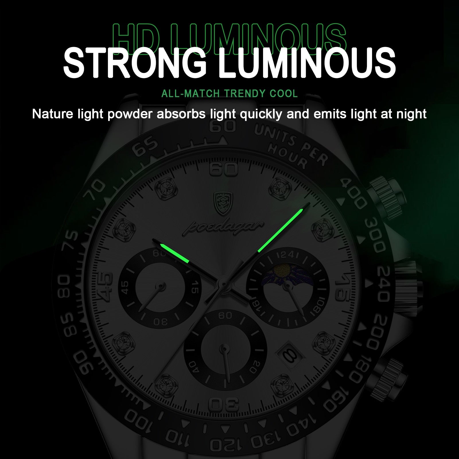POEDAGAR Luxury Man Wristwatch Sports Chronograph Luminous Waterproof Date Men  image 8