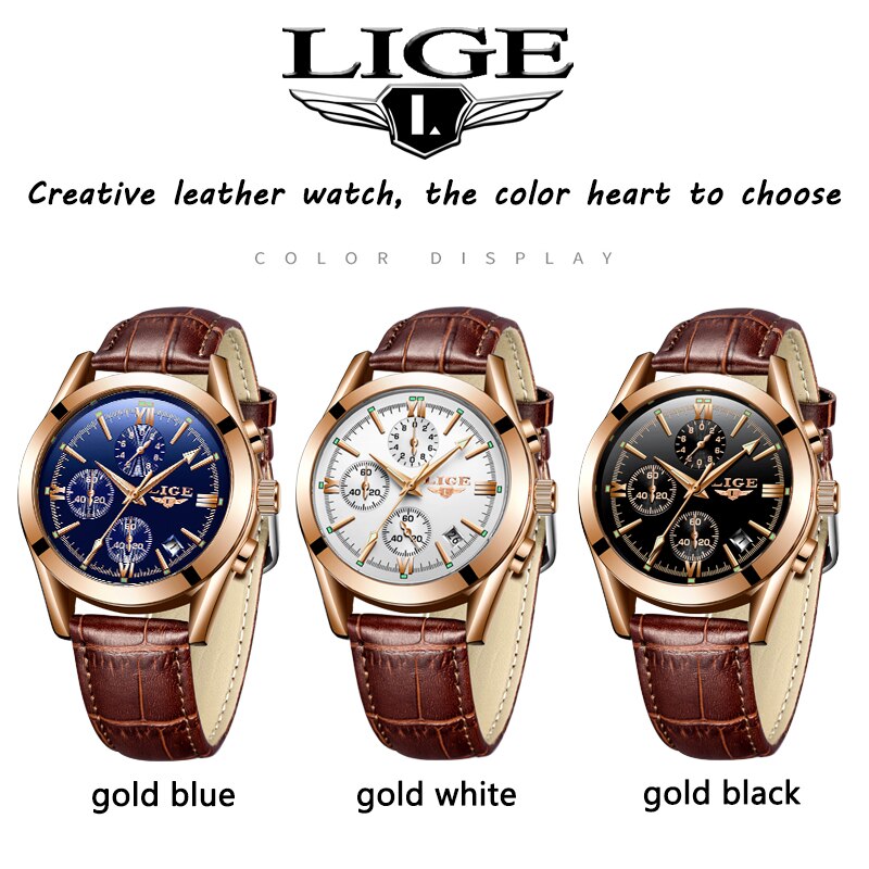 New Fashion Mens Watches Top Brand Luxury Military Quartz Watch Man Premium Lea image 8
