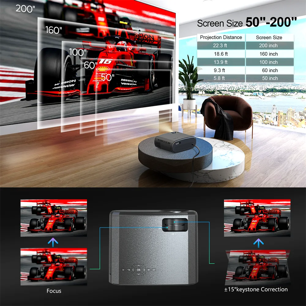 WEWATCH V50 Mini Smart Projector HD Native 1080P WiFi Proyector Built-in Speake image 5