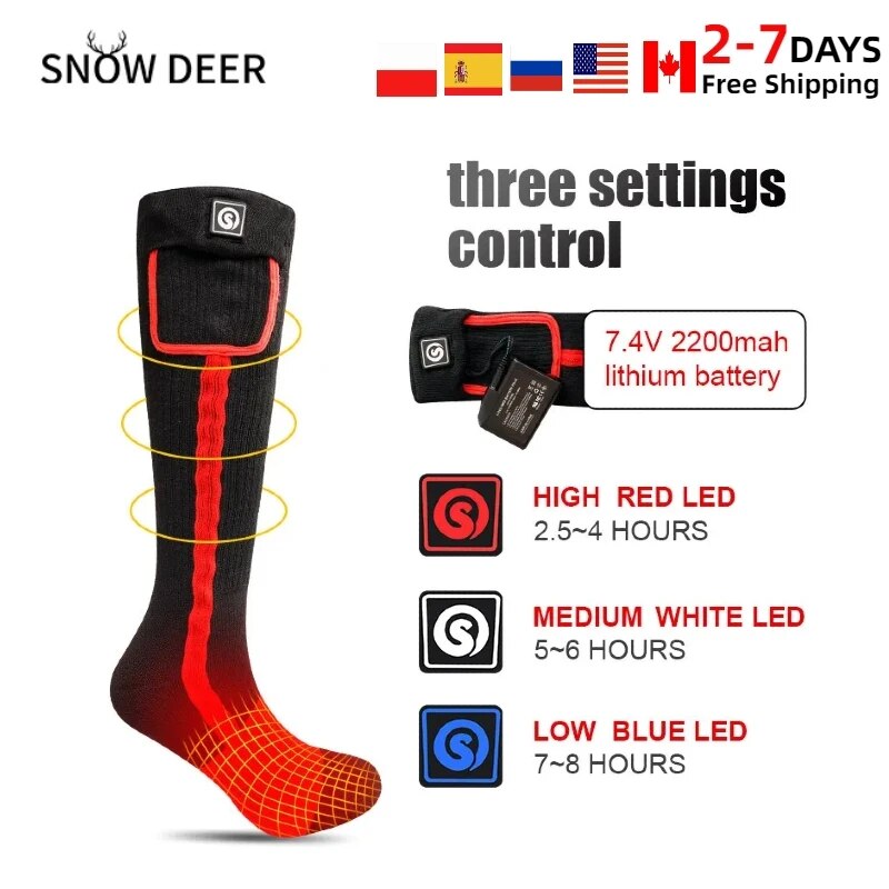SNOW DEER Winter Heated Sock Rechargeable Battery Stocking Women Electric Heati image 6
