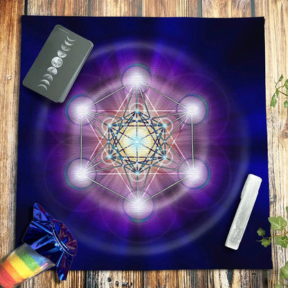 Pendulum Tarot Tablecloth Metatron Cube Crystal Grid Astrology Divination Hexag image 3