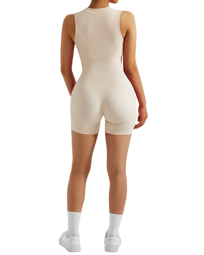 Spring Summer Sleeveless Jumpsuits Women Overalls Fashion Zipper O Neck Sporty image 7