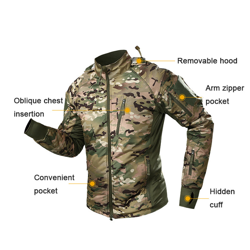 Oulylan Windbreaker Men's Waterproof Tactical Jacket Men Warm Bomber Jacket Cam image 7