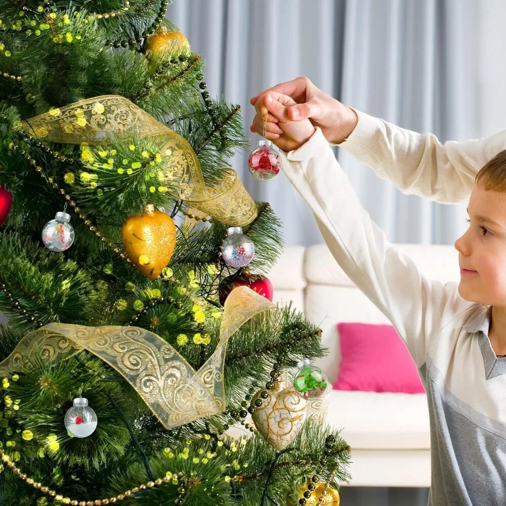 100 Pieces 2.36 Inch Christmas Round Clear Plastic Ball OrnaMen'sts Bulk Hanging