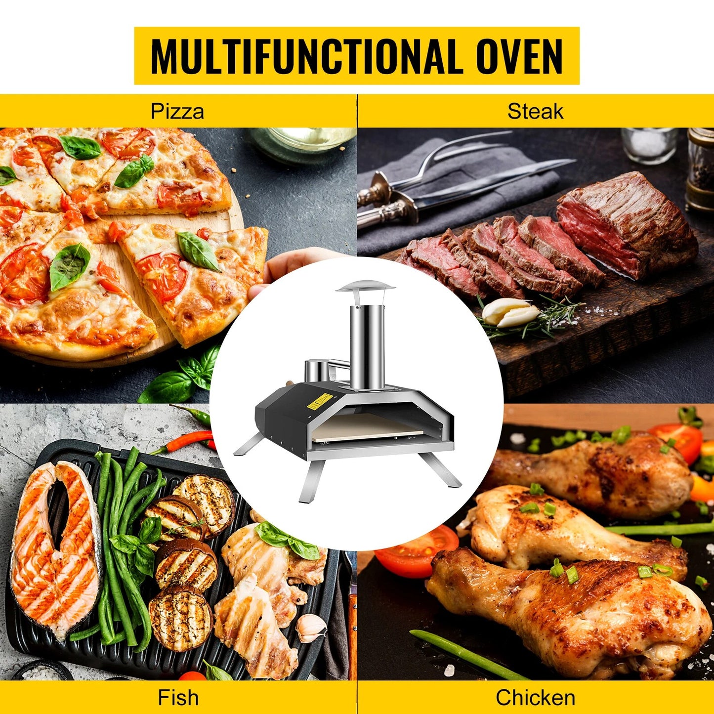 VEVOR Portable Pizza Oven Good Insulation Effect 304 Stainless Steel Foldable F image 2