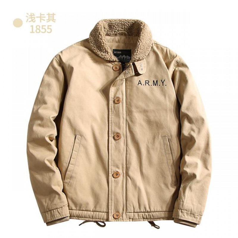 Autumn and Winter Parka Men's Street Fashion Wool Thickened Warm Pilot Jacket C
