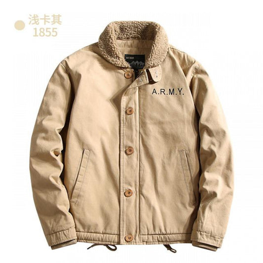 Autumn and Winter Parka Men's Street Fashion Wool Thickened Warm Pilot Jacket C
