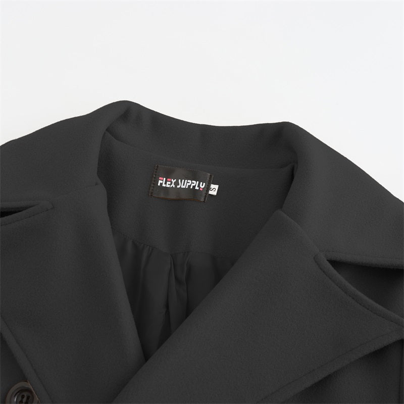 Stylish Men s Winter Woolen Coats with Lapel Neck Long Sleeve Double Breasted B image 3