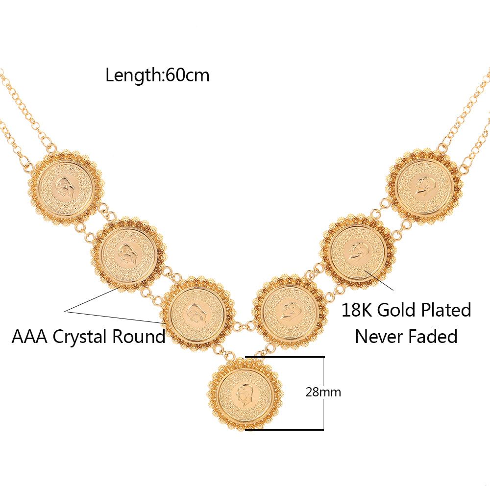Gold Color Money Coin Bracelet Islamic Muslim Arab Coins Necklace for Women Men image 0