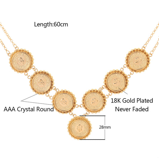 Gold Color Money Coin Bracelet Islamic Muslim Arab Coins Necklace for Women Men image 0