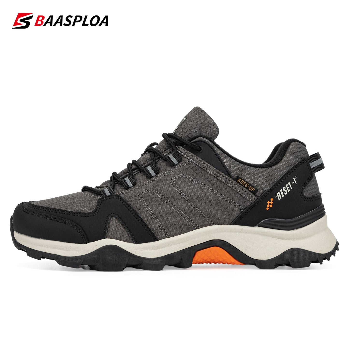 Baasploa 2022 Men's Waterproof Leather Hiking Shoes Non-slip Wear-resistant Out image 1