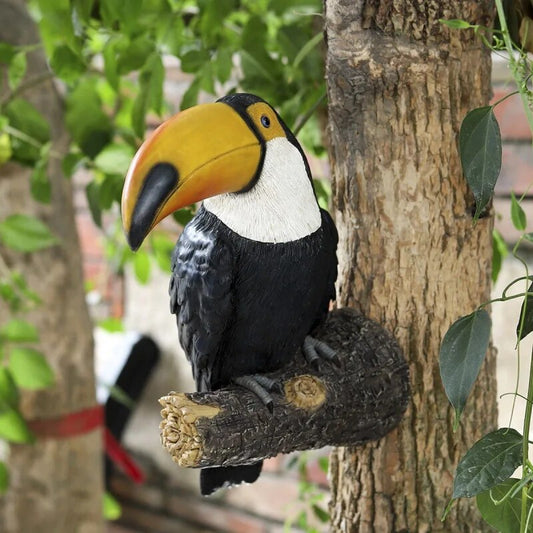 Toucan Bird Figurine Tree Hugger Decor Hanging Resin Ornaments Garden Statue Cr image 0
