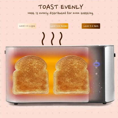Platinum Stainless Steel 4 Slice Long Slot Toaster image 0