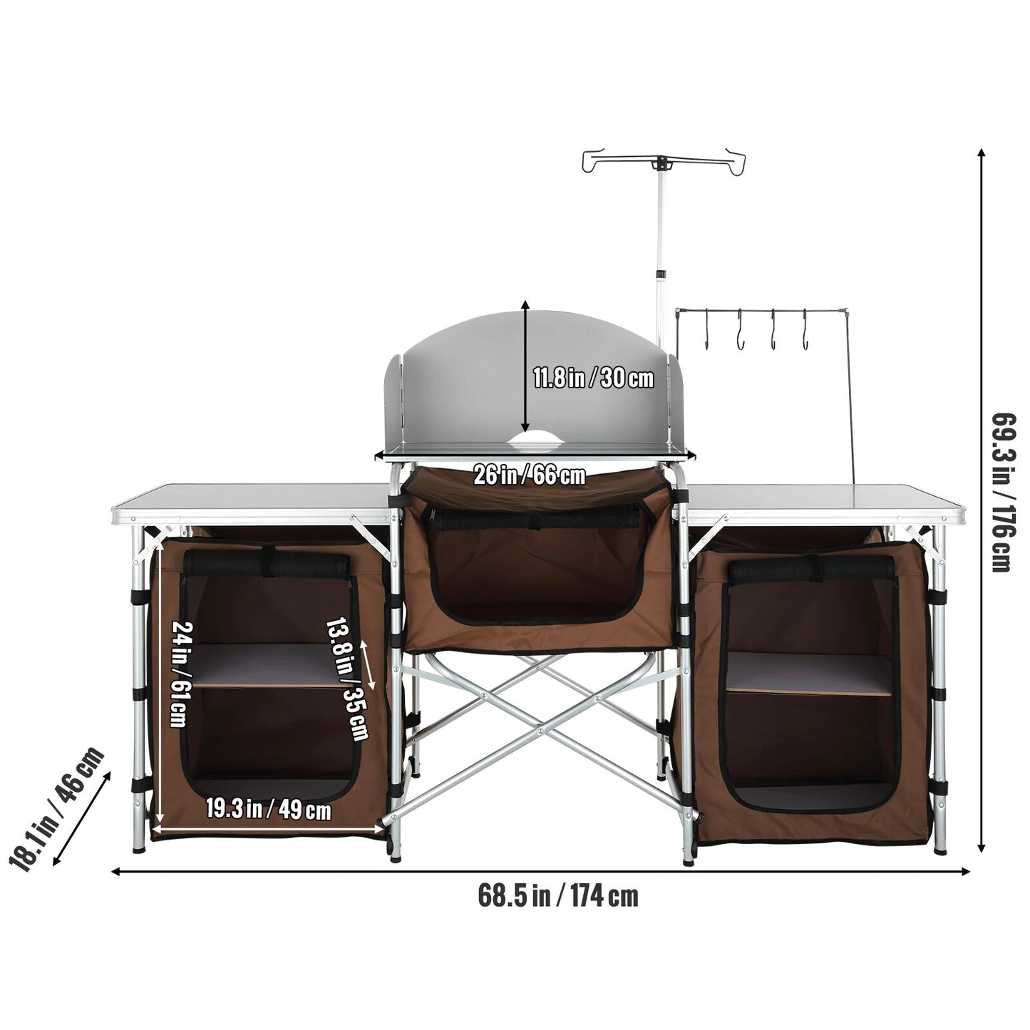 VEVOR Camping Kitchen Table, Folding Outdoor Cooking Table with Storage Carryin image 1