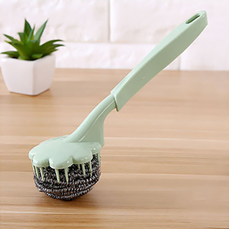 3pcs Plum Blossom Shaped Stainless Steel Wire Scrub Brushes With Handle For Kit image 5