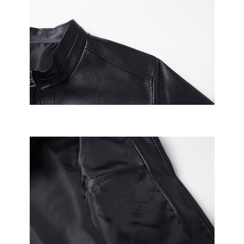 Autumn Winter Men's Motorcycle PU Leather Jacket Coat Biker New Fashion Leather image 3
