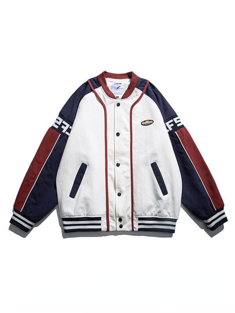 Vintage USA Essentials Letter Embroidered Jacket Coat Men's Street Trend Wild Pilot Baseba image 2
