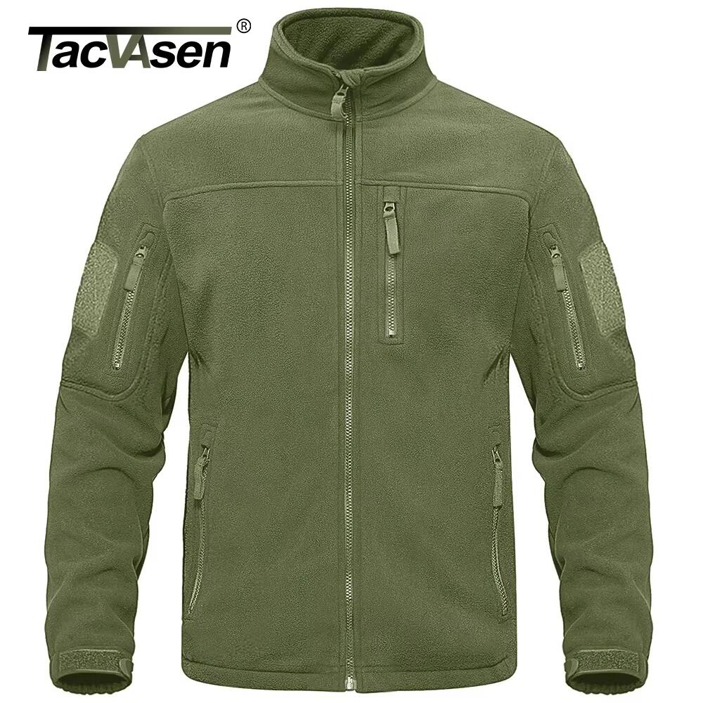 TACVASEN Full Zip Up Green Fleece Jacket Thermal Warm Work Coats Men's Zipper Po image 1