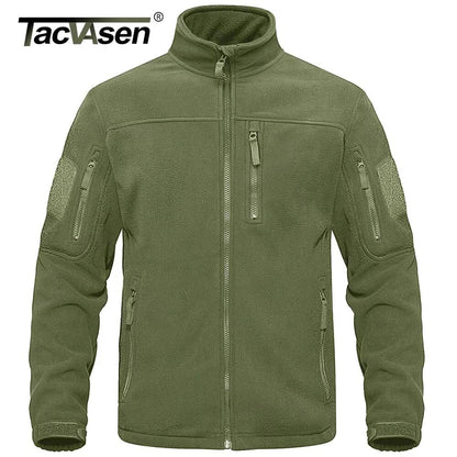 TACVASEN Full Zip Up Green Fleece Jacket Thermal Warm Work Coats Men Zipper Po image 1