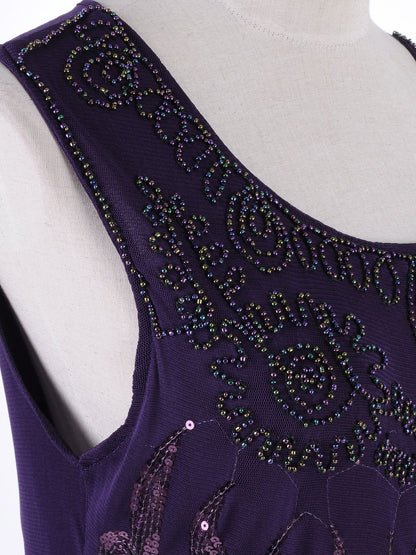 Musical Notes Shape Sequin Embellished Beaded Trim Dress Waist Sheath Club Dres image 4