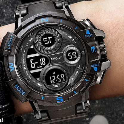 YIKAZE Black Digital Watch for Men Sports Watches Waterproof Outdoor Chronograp image 3