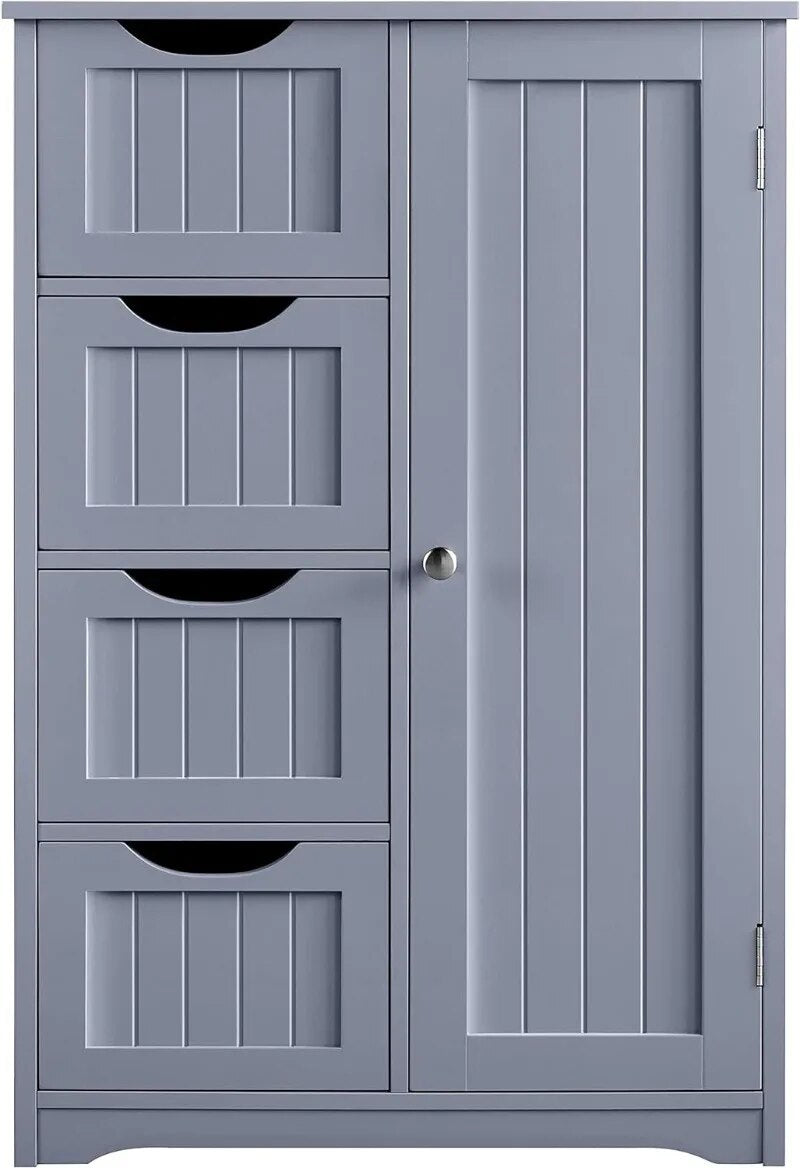 Side Storage Organizer with 4 Drawers and 1 Cupboard, Freestanding Entryway Sto image 1