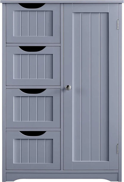 Side Storage Organizer with 4 Drawers and 1 Cupboard, Freestanding Entryway Sto image 1