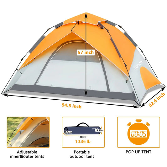 4 Person Automatic Camping Tents Family Outdoor Instant Setup Tent 4 Season Win