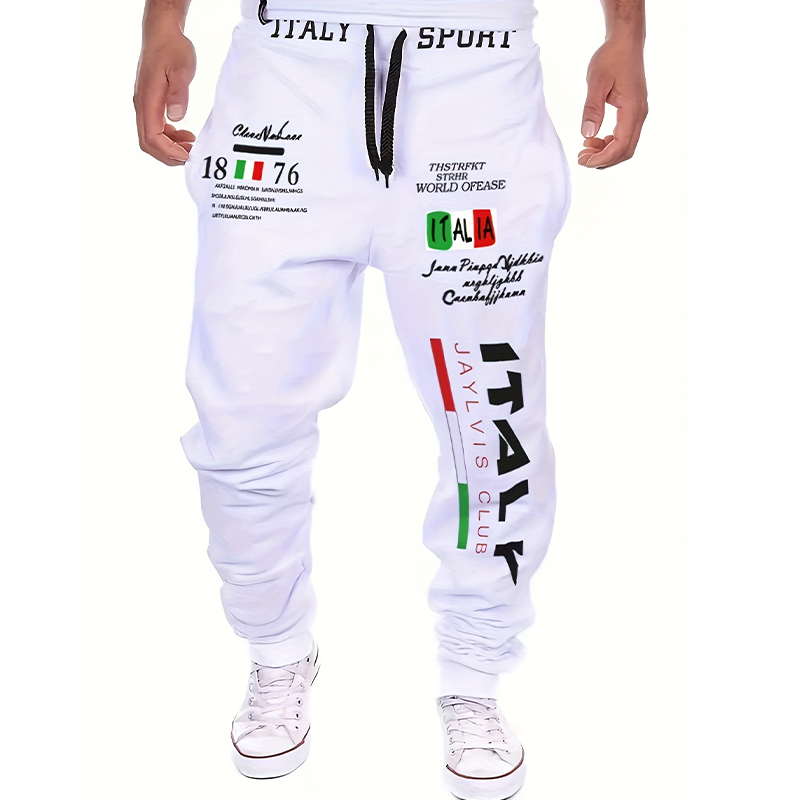2024Summer New Arrival Men "italy" Print Hip Hop Style Joggers Men Casual S