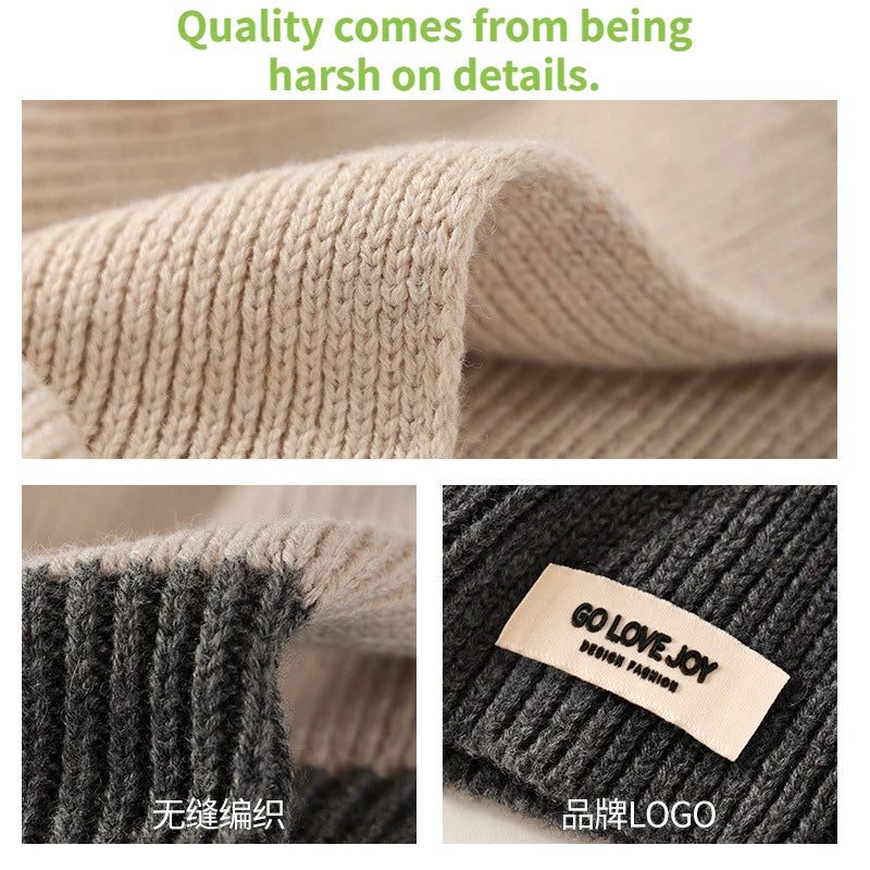Winter Women Men's Knitted Cotton Hat Scarf Color Matching Two-color Balaclava image 7