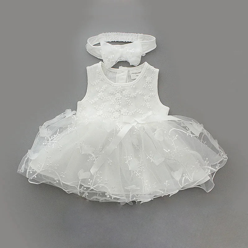 4Pcs Baby Summer Dress Set for Infant Girls Christening Baptism Gown Wedding Pa image 8