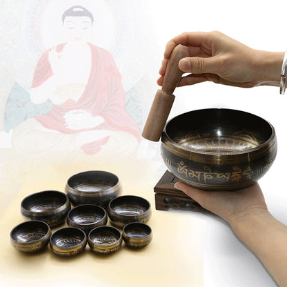 Handmade Buddha Sound Bowl Tibetan Bronze Chime Metal Bell Yoga Meditation Bowl image 6