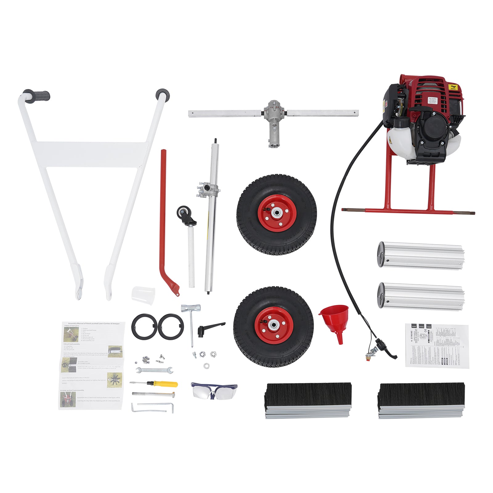 Lawn Brush Sweeper Hand Push Sweeper four-stroke gasoline engine with 1 Pair Go image 6