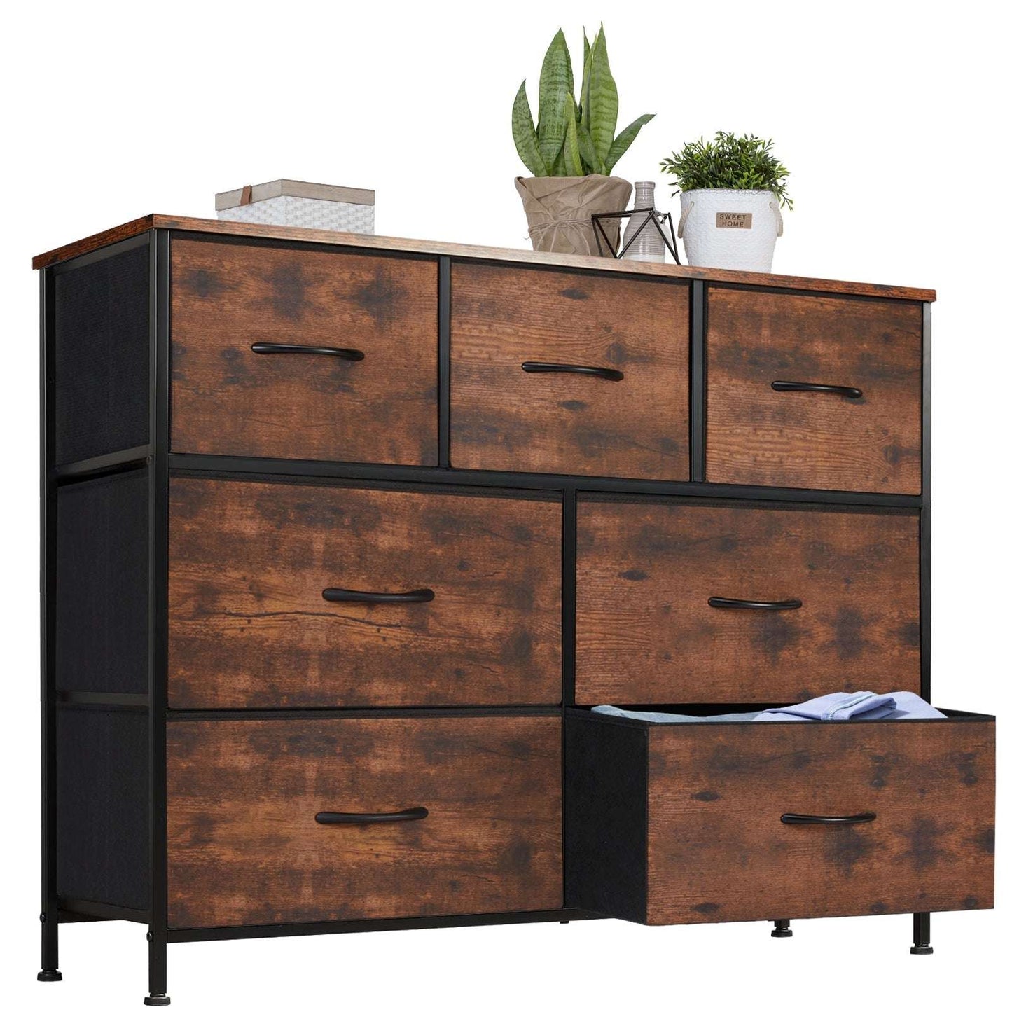 Dresser For Bedroom With 7 Fabric Drawers Organizer Storage Closet Chest Clo