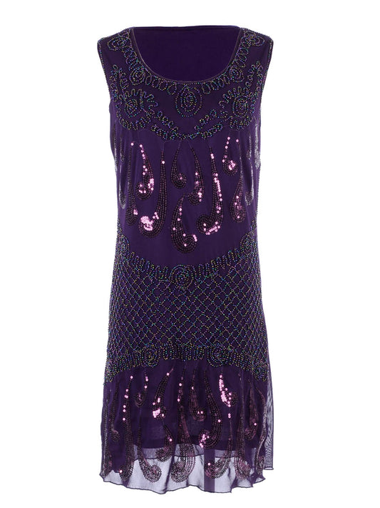 Musical Notes Shape Sequin Embellished Beaded Trim Dress Waist Sheath Club Dres image 0