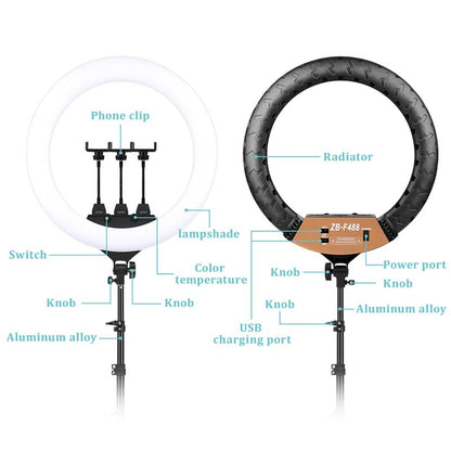 22" LED Light Rings 3200-6500K Color Temperature 0-100% Brightness With 2M Powe image 4