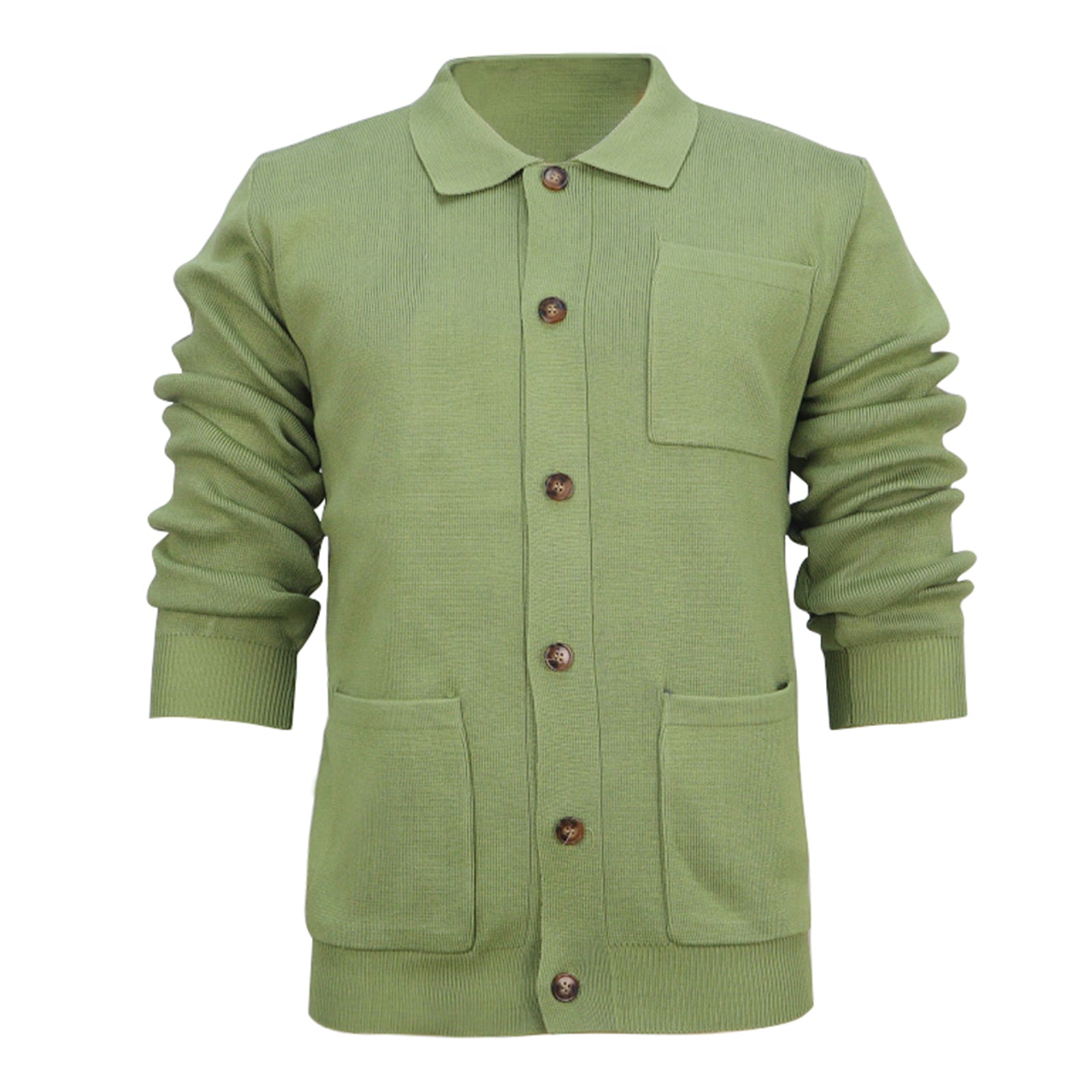 Men s Winter Cable Knit Cardigan Sweater Solid Color Ribbed Coat Long Sleeve La image 0