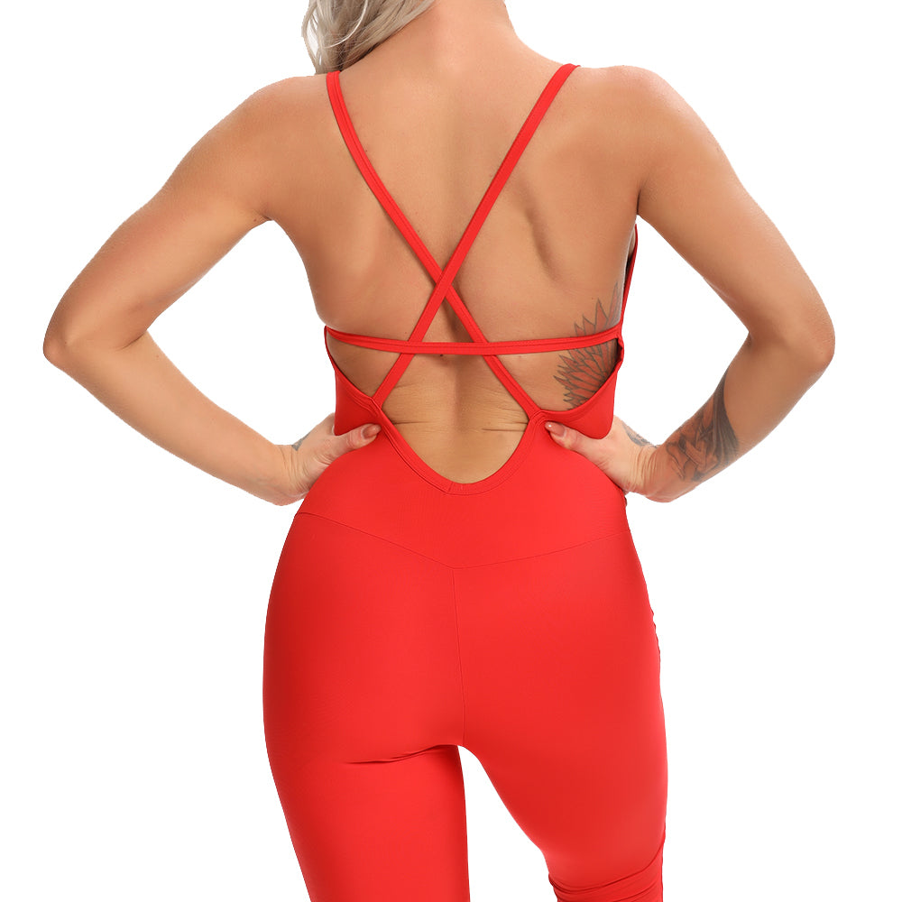 Women's Halter Long Jumpsuits Skinny Backless Sleeveless Workout Overalls Track image 7