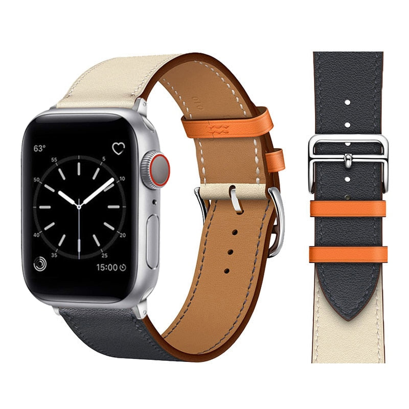Leather strap For Apple watch band 44mm 45mm 49mm 41mm 40mm Accessorie wristban image 1