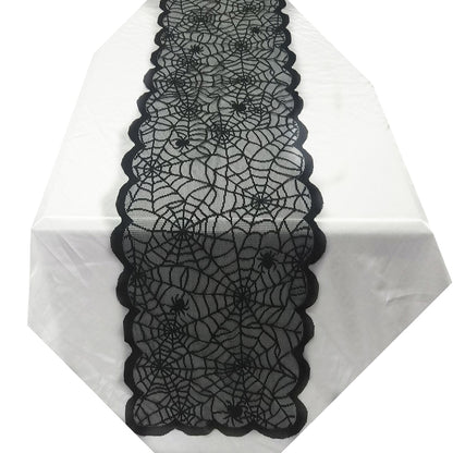 1pcs Black Lace Spider Web Cobweb Tablecloth Table Runner Fireplace Mantle Curt image 6